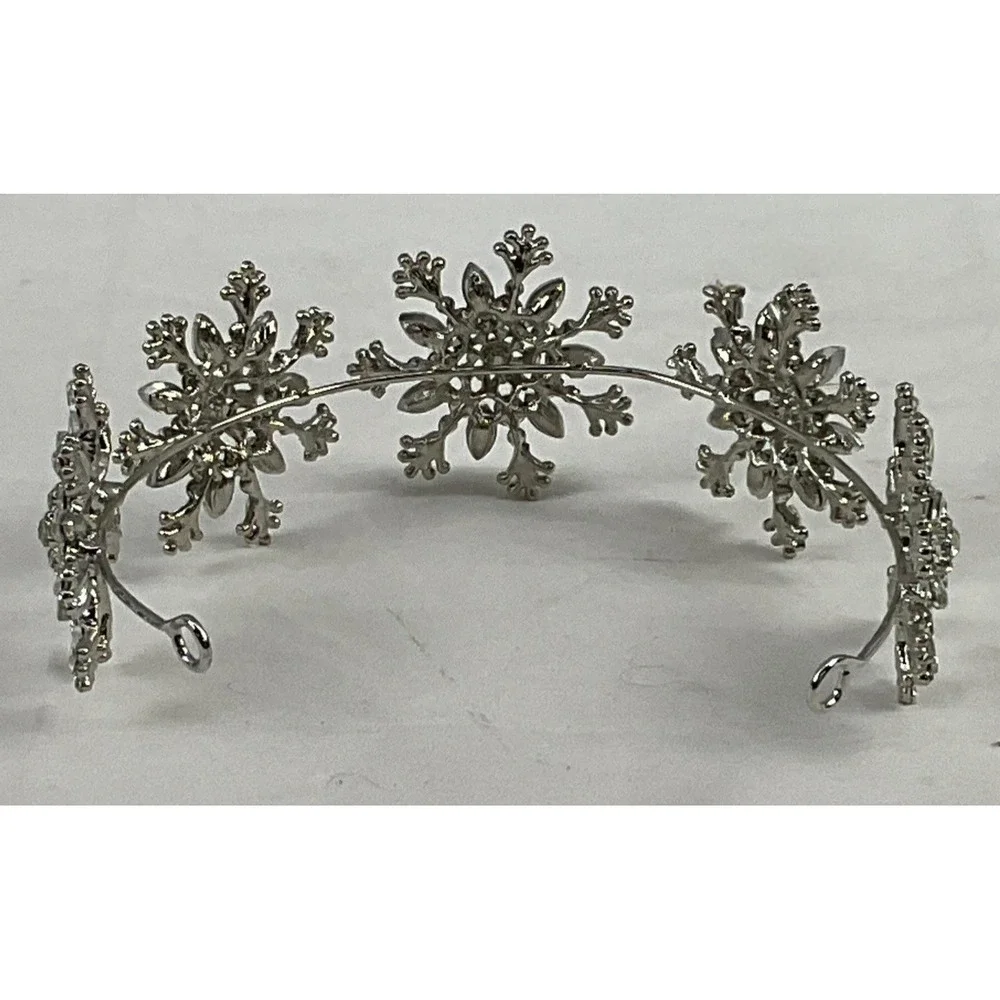 SILVER RHINESTONE SNOWFLAKE HEADBAND‎ CRYSTAL HAIR ACCESSORY BRIDAL HOLIDAY